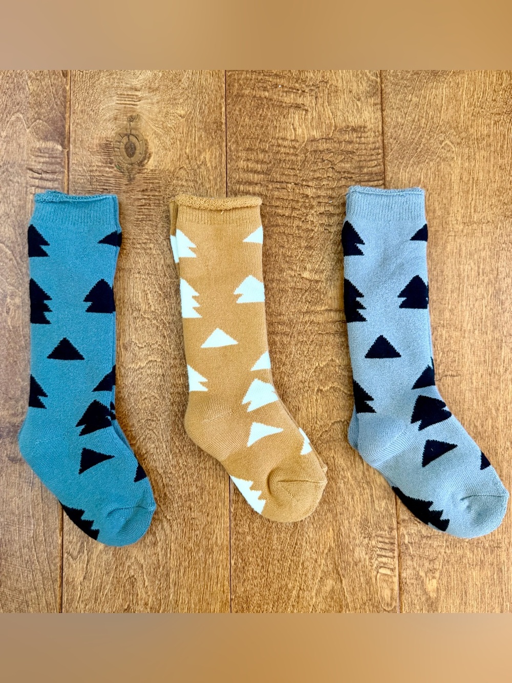 NWT Kids Designer Mini Dressing Geometric Tree Knee-High Socks.